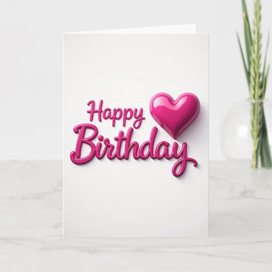 Verjaardagskaart met Fuchsia Script Kaart (Voorkant)