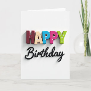 Verjaardagskaart met gebeeldhouwde letters kaart
