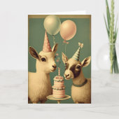 Verjaardagskaart met geitjes verjaardagsfeestje kaart (Voorkant)