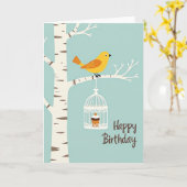 Verjaardagskaart met gele vogel kaart (Gele Bloem)