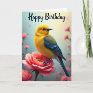 Verjaardagskaart met gele vogel kaart