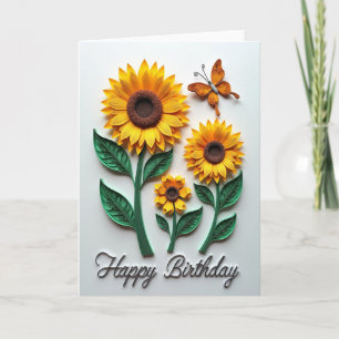 Verjaardagskaart met gequilled bloemmotief kaart