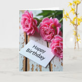 Verjaardagskaart met gerimpelde Fuchsia Kaart (Gele Bloem)