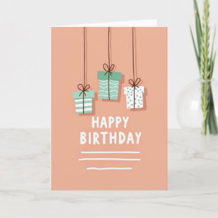 Verjaardagskaart met Geschenken aan een Lint Kaart