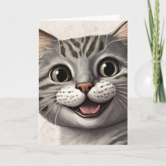 VERJAARDAGSKAART MET GLIMLACHENDE KAT KAART
