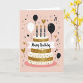 Verjaardagskaart met glittercake kaart (Gele Bloem)