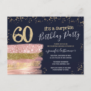 Verjaardagskaart met glittercake voor een verrassi briefkaart