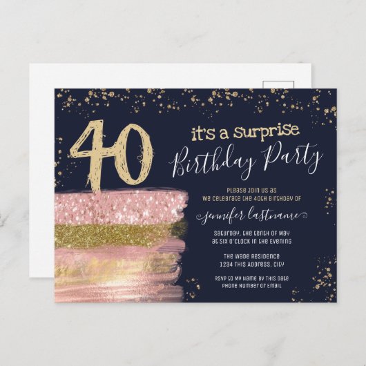 Verjaardagskaart met glittersaart verrassingsfeest briefkaart (Voorkant / Achterkant)