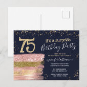 Verjaardagskaart met glittersurprise-cake voor 75s briefkaart (Voorkant / Achterkant)