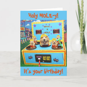 Verjaardagskaart met Golden Retriever Whac A Mole Kaart