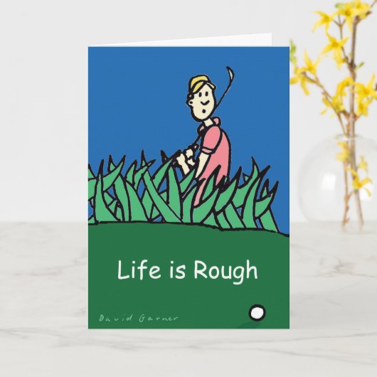 Verjaardagskaart met golfer illustratie kaart (Gele Bloem)