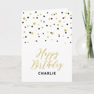 Verjaardagskaart met goud & zwart 'Happy Birthday' Kaart