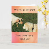 Verjaardagskaart met gouden retriever en varken vo kaart (Gele Bloem)