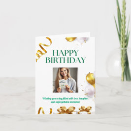 Verjaardagskaart met goudkleurige ballonnen, cadea