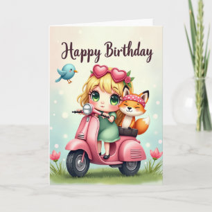 Verjaardagskaart met Griljige Scooter Kaart