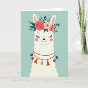 Verjaardagskaart met grillige lama kaart