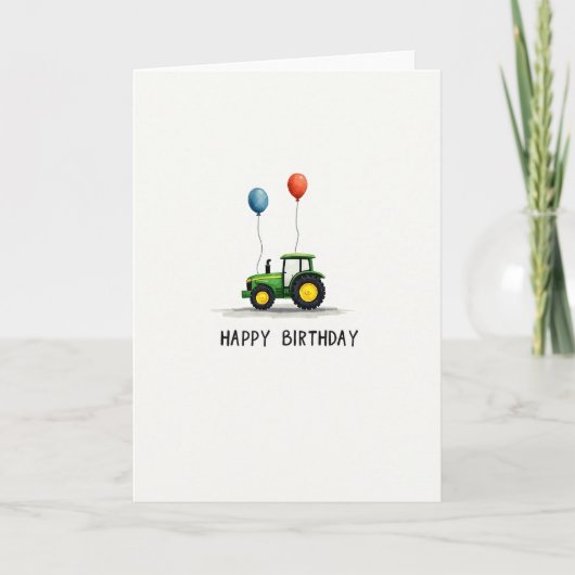 Verjaardagskaart met groene tractor kaart (Voorkant)