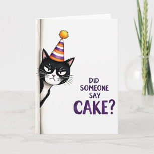 Verjaardagskaart met Grumpy Cat-feesthoed Kaart