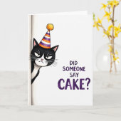 Verjaardagskaart met Grumpy Cat-feesthoed Kaart (Gele Bloem)