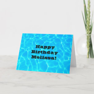 Verjaardagskaart met heldere blauwe zwembadwater f kaart