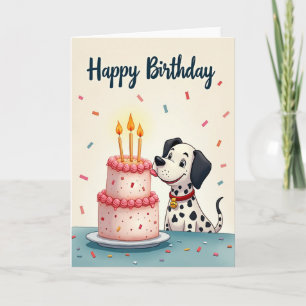 Verjaardagskaart met hond en cake kaart