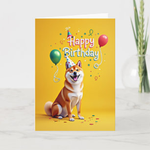 Verjaardagskaart met hond met feesthoed kaart