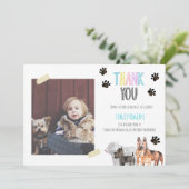 Verjaardagskaart met honden thema voor kinderfeest bedankkaart (Staand voorkant)