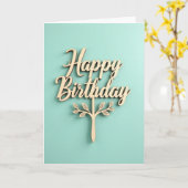 Verjaardagskaart met houten script kaart (Gele Bloem)