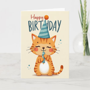 Verjaardagskaart met illustratie van lieve kat kaart