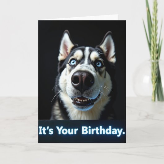 Verjaardagskaart met intense hond kaart (Voorkant)