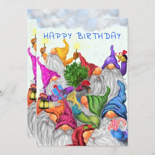 Verjaardagskaart met Kabouter Feestje  (Voorkant / Achterkant)