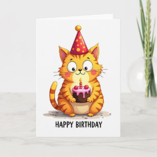 Verjaardagskaart Met Kat En Taart Kaart