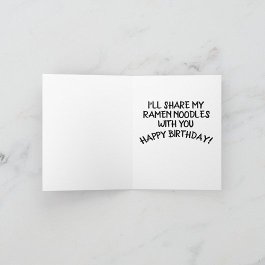 VERJAARDAGSKAART MET KAT MET RAMEN NOEDLES BEDANKKAART (Binnen)