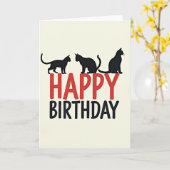 Verjaardagskaart met kat silhouette kaart (Gele Bloem)