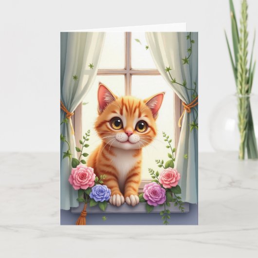Verjaardagskaart met kataart kaart (Voorkant)