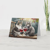 Verjaardagskaart met katten die wijn drinken! kaart (Voorkant)