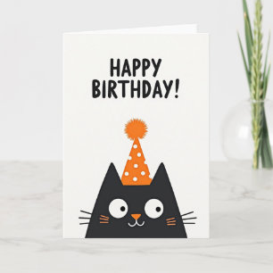 Verjaardagskaart met kattenfeesthoed kaart