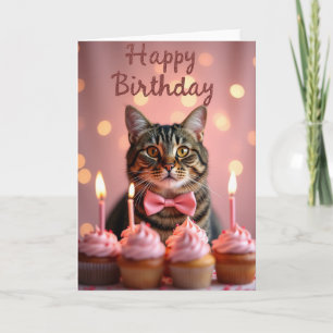 Verjaardagskaart met kattengeboortetaart kaart