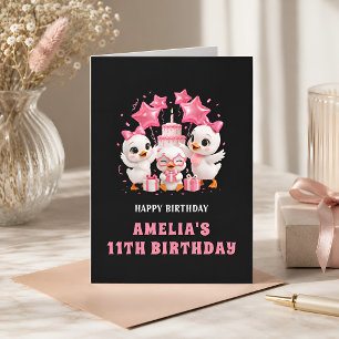 Verjaardagskaart met Kawaii Eend voor Meisjes Kaart