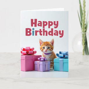 Verjaardagskaart met Kitten Cadeaus Kaart