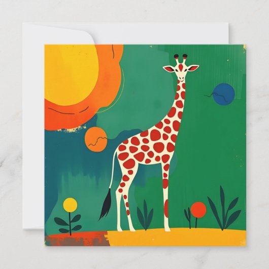 Verjaardagskaart met kleurrijk Giraffe ontwerp (Voorkant)