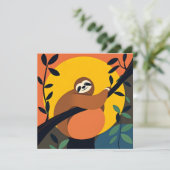 Verjaardagskaart met kleurrijk luiaard ontwerp (Staand voorkant)