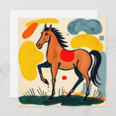 Verjaardagskaart met kleurrijk paardendesign (Voorkant / Achterkant)