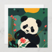 Verjaardagskaart met kleurrijk panda ontwerp (Voorkant / Achterkant)