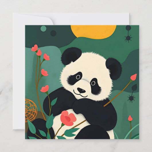 Verjaardagskaart met kleurrijk panda ontwerp (Voorkant)