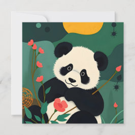Verjaardagskaart met kleurrijk panda ontwerp