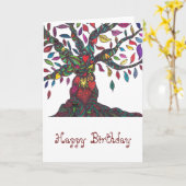 Verjaardagskaart met kleurrijke bomen en harten kaart (Gele Bloem)