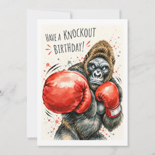 Verjaardagskaart met Knockout Grappige Gorilla B Feestdagenkaart