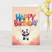 Verjaardagskaart met knuffel Panda Kaart (Gele Bloem)