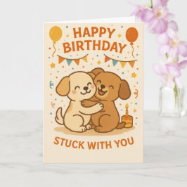 Verjaardagskaart met knuffel van een schattige pup kaart